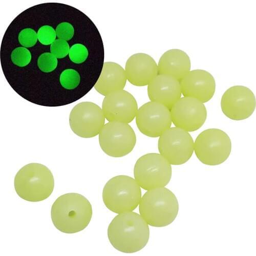 100pcs/pack Round Plastic Fishing Glow Beads Green Luminous Fishing Float Beads 4mm 8mm Carp Fishing Gear Accessory