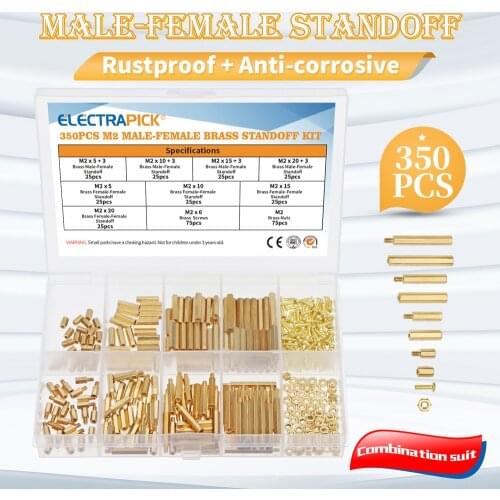 350pcs Hexagonal Copper Column M2 Hex Nut Standoff Single Head Pillar MFF Male-Female Female For PCB Board Motherboard Spacer