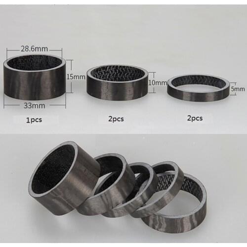 5 Pieces Bike Bicycle Carbon Fiber Washer Headset Stem Spacer 5/10/15mm