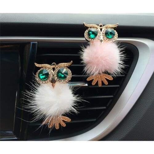Diamond Fur Owl Car Air Freshener Auto Outlet Perfume Clip Scent Aroma Car Diffuser Bling Car Accessories Interior Decor Gifts