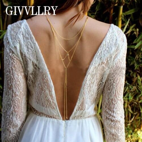 Free Shipping Boho Backdrop Chain Necklace Beach Best Friends Wedding Bridal Crystal Long Tassel Pendant necklaces for Women