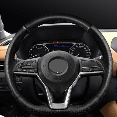 DIY Black Breathable Faux Leather Steering Wheel Cover For Nissan X-Trail 2017-2019 Qashqai 2018 Rogue (Sport) 2017 2018 2019
