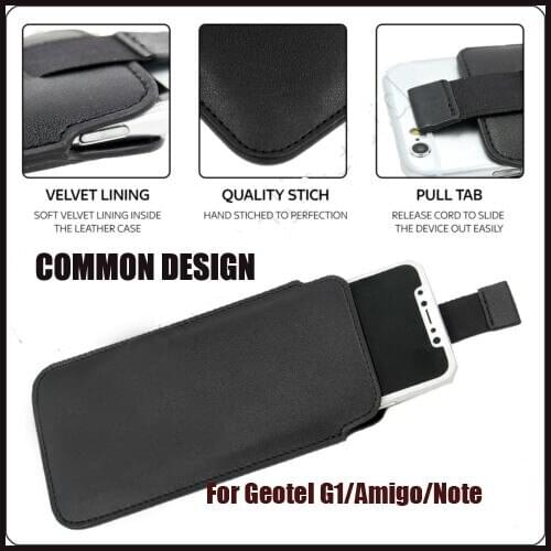 Casteel PU Pull Tab Sleeve Pouch Leather Case For Geotel G1 Terminater Amigo Note Case Cover