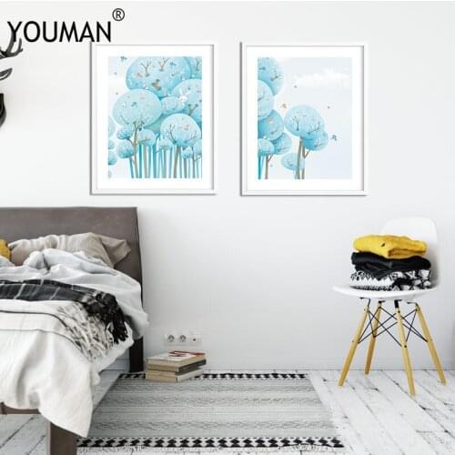 Decor Poster Kinderkamer Canvas Painting Pink Rabbit Nordic Style Kids Decoration Cartoon Canvas Art Unframed Wallpaper for Wall