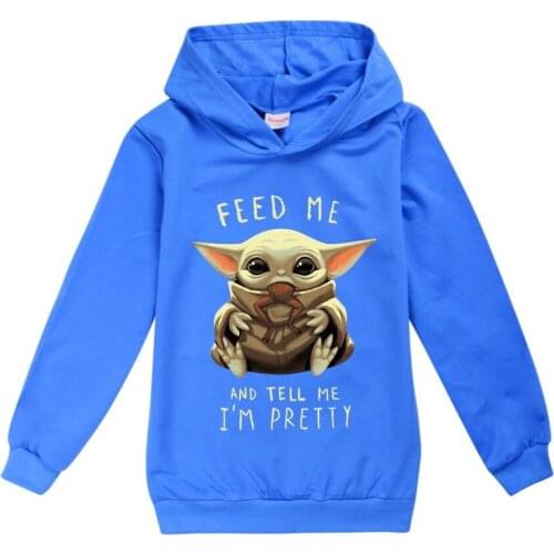 Baby Yoda Star Wars Shirt for Girls Kids Clothes Cotton Boys Fall Clothes Teenages Hoodie Kawaii Clothing Child Tops