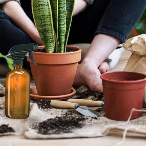 2pcs 500ml Empty Amber Glass Spray Bottles Refillable Container for Essential Oils Cleaning Products Aromatherapy Durable