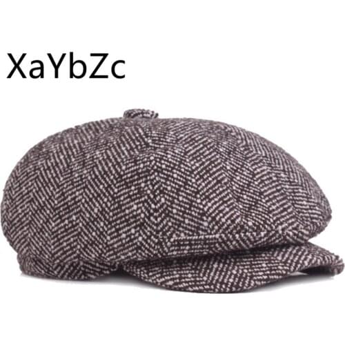 New Tweed Gatsby Newsboy Cap for Men Autumn Winter Hat Golf Driving Flat Cabbier Flat Berets Peaky Blinders Bone Hat Unisex
