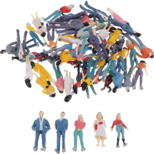 50 Set Mini People Figurines 1/50 Model Trains Architectural Plastic People Figures Tiny People for Miniature Scenes, 35mm Tall