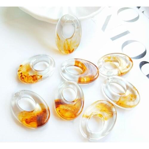 PURPLEGRAPE Minimalist yellow oval finger earrings pendant DIY handmade earrings accessories a pack of 8