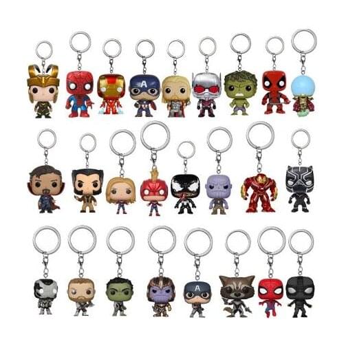 Funko Marvel The Avengers Loki Inro Man Deadpool Hulk batman Thanos Thor Superman Keychain Toys Vinyl Doll Collectible Toy