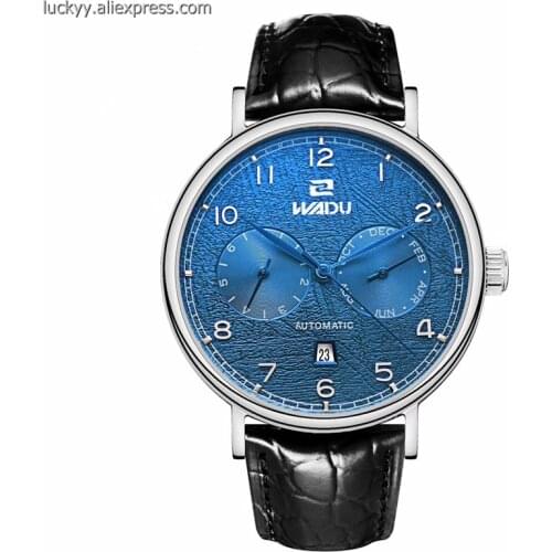 Famous Brand Multifunctional Automatic Mechanical Mens Watch Leather strap with Pin Buckle Wrist Watch As Gift To Your Husband