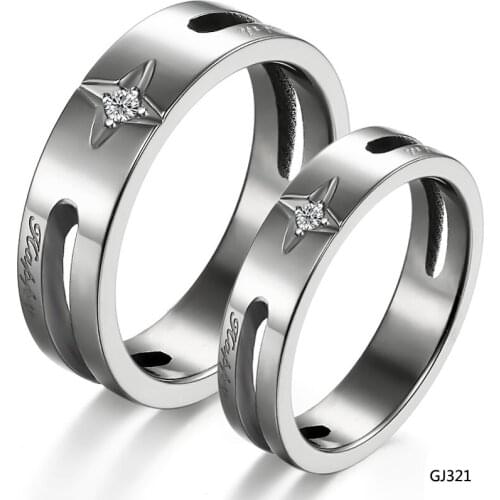 Wholesale Star Represents Titanium Steel Couple Rings GJ321 Titanium Rings Free Shipping