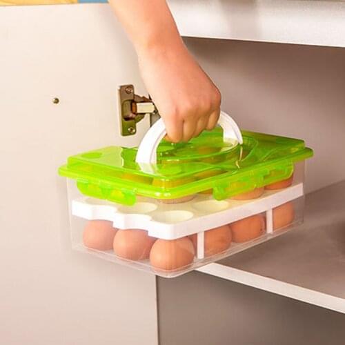 Refrigerator Kitchen Storage Egg Visible Tray Case With Eggs Organizer Box With Lid And Handle Egg Container kitchen accessories