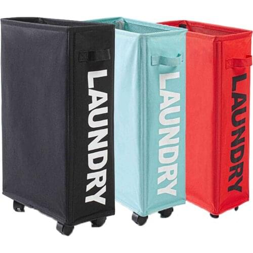 Dirty Laundry Basket with Caster Wheels Portable Dirty Clothes Organizer Foldable Storage Basket High Capacity Laundry Bags Case