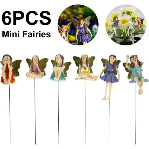 6pcs of Miniature Garden Fairies Figurines Resin Mini Fairy Statue Figure Fairy Garden Ornaments Decorations Accessories
