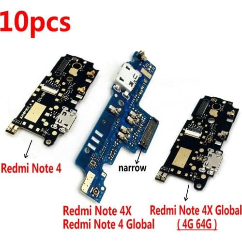 10pcs Microphone Module+USB Charging Port Board Flex Cable Connector Parts For Xiaomi Redmi Note 4 4X 4XPro Global Replacement
