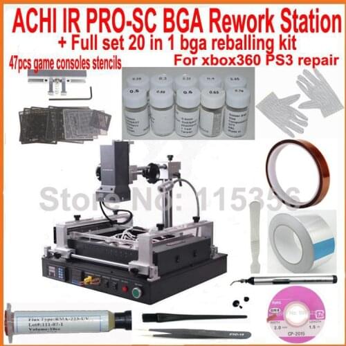 New ACHI IR PRO SC V4 BGA rework reball station + full set bga reballing kit stencils for xbox360 ps3 WII game consoles repair
