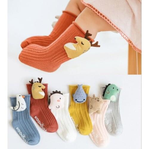 New Autumn Cartoon Doll Baby Socks Fashion Boy Girl Non-slip Socks Newborn Toddler Socks Soft Cotton Socks Cute Bebe Floor Socks