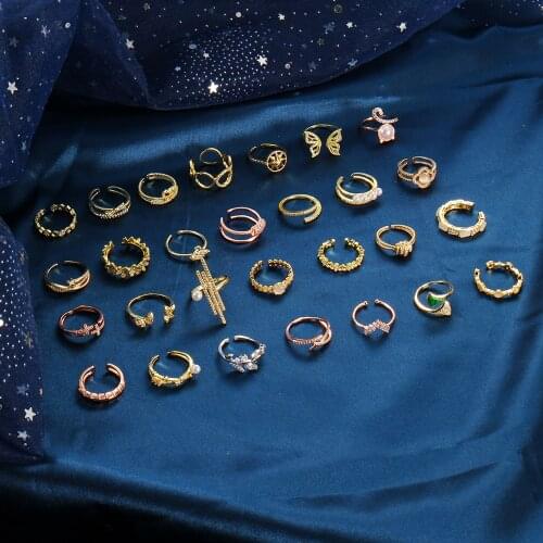 Opening Adjustable Ring Women Ring Inlaid Cubic Zirconia Star Butterfly Flower Bohemian Style Fashion Design Surprise Gifts