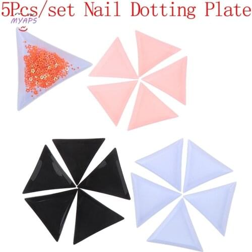 Plastic Triangle Nail Tray Nail Art Rhinestone Bead Crystal Sorting Storage Plate Manicure Tools Accessory 5pcs