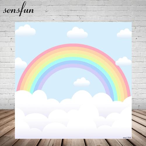 Sensfun Clouds Rainbow Backdrops For Photos Studio Children Baby Shower Newborn Birthday Party Photography Backgrounds Custom