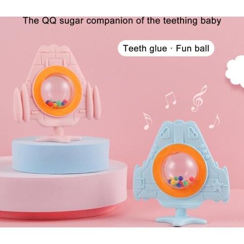 Creative Airplane Shape Baby Teether Rattle High Toughness Silicone Baby Teether Toy Rattle Baby Dental Care Supplies