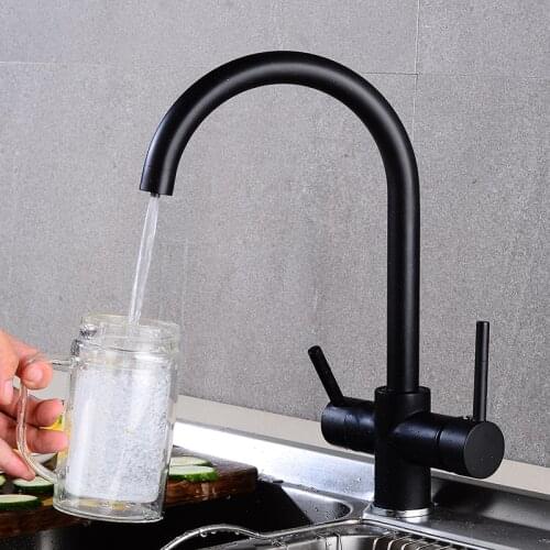Black bending Drinking Water Purification Tap Kitchen sink mixer 360 Degree Rotation with Filtered Water Kitchen Faucet