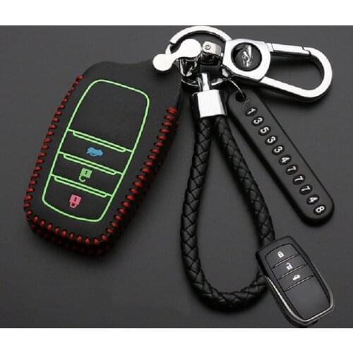Luminous Leather Car Smart Key Cover Protective Case Holder For Toyota Hilux Fortuner Land Cruiser Camry 2017 2018 Accessories