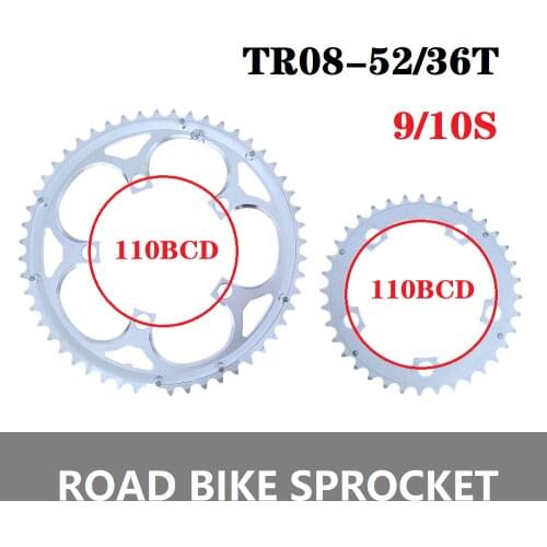 TRUYOU Road Bicycle Chainwheel BCD 110 MM 52T 36T Folding Bike Chainring CNC Gear Fixed Chain Wheel 5-10 Speed Double Disc