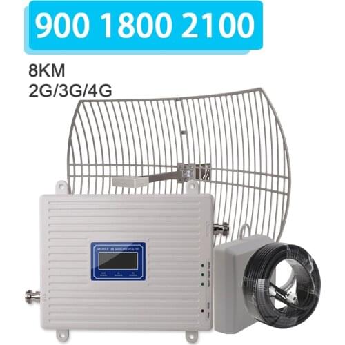 4g Signal Amplifier 2g 3g 4g Signal Booster For Mobile Phone Cellular Signal Amplifier 22dBi Gain Grid Antenna 900 1800 2100MHz