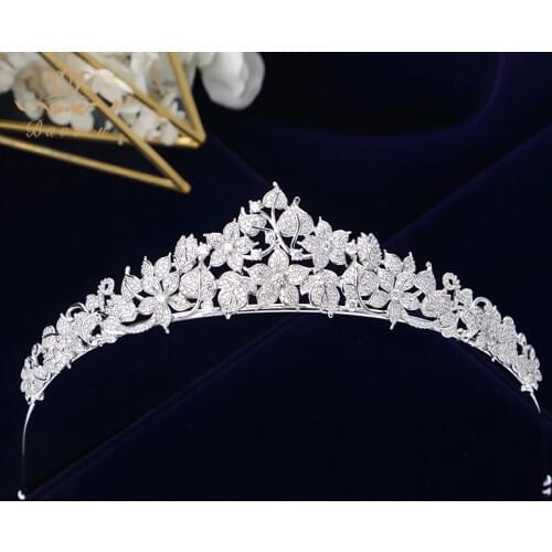 Vintage Flower Brides Hairbands Full Zircon Crystal Wedding Tiaras Crowns Bridal Hair Accessories Bridesmaid Hair Jewelry
