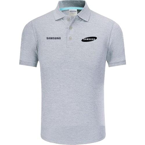 High quality Samsung logo Polo classic brand Men Polo Shirt Men Casual solid Short Sleeve cotton polos