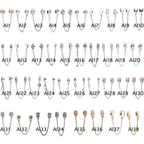 925 Sterling Silver Jewelry Safty Chain Charms Beads Fit Silver Charm Bracelet for Women DIY Jewelry