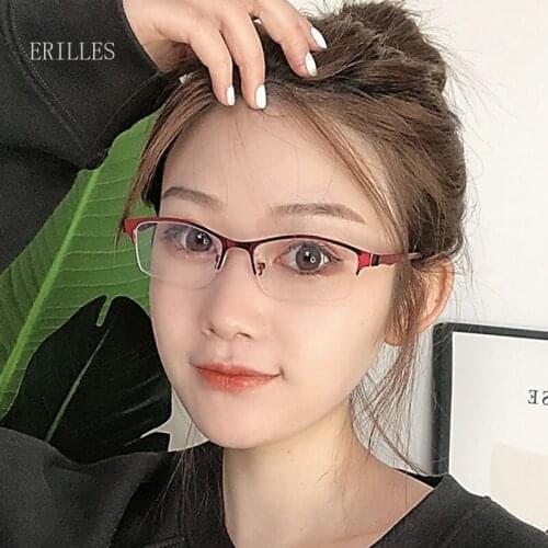 Metal Half Frame Finished Myopia Glasses Women Nearsighted Student Eyeglasses For Women Goggles Diopter -0.5 -1 -1.5 -2.0To -6.0