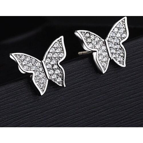 New Arrivals Korean Style Zircon Butterfly Earrings For Women Lady Bridal Earrings Girls Gifts Pendientes Brincos 2021