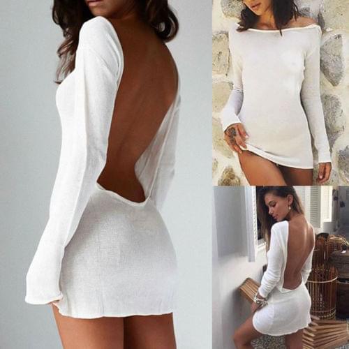 Women Summer Dress Solid Sexy White Beach Cover Up Sarong Summer Bikini Cover-ups Pareo Beach Dress Mesh Backless Mini Dresses