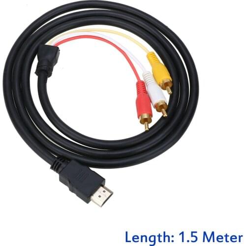 10 PCS 1.5m HDMI-Compatible To 3RCA Video Audio Cable 1080P 3RCA AV Cord Converter Adapter For HDTV TV Set-Box DV DVD Laptop