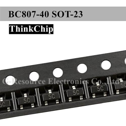 100pcs) BC807-40 SOT-23 PNP Bipolar Transistor (Marking 5C / 5CW )