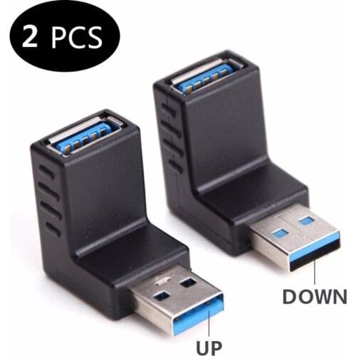 USB 3.0 Adapter 90 Degree Male to Female Combo Vertical Up and Down Angle Coupler Connector 2PCS