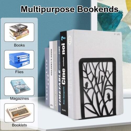 2Pcs/Pair Metal Bookends L-shaped Desk Organizer 3 Patterns Non-Slip Book Storage Rack School Stationery Office Accessories
