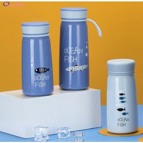 300ml/400ml Cartoon Stainless Steel Thermal Cup Cute Ocean Fish Thermos Coffee Mug Vacuum Flasks Tea Milk Cup Children Gift