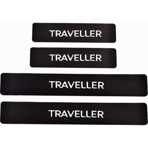 4PCs Carbon Fiber Pu leather Door Threshold Guard For Peugeot Traveller Car Door Sill Scuff Plate Protector Car Accessories