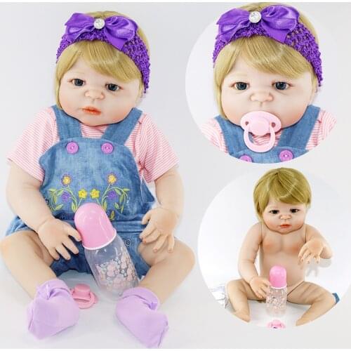 57cm Soft Silicone Reborn Baby Doll Toy For Girls Vinyl Newborn Girl Babies Dolls Kids Child Gift bebes reborn Brinquedos