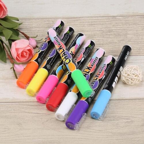 8 Pcs/Set Tip Highlighter Fluorescent Marker Pen Writing Liner Liquid Chalk Office School Stationery Supplies JR Deals