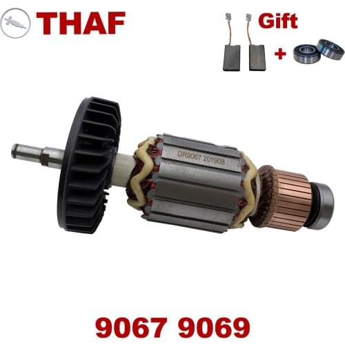 Free Bearing & Carbon Brush！AC220V-240V Armature Rotor Anchor Replacement for MAKITA Angle Grinder 9067 9069 Series