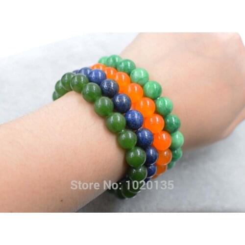 Colors jades lapis lazuli round 10mm nature bracelet 7.5inch wholesale bead gift nature FPPJ