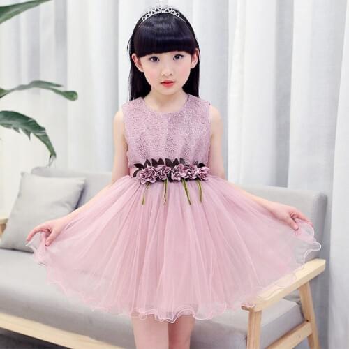 Kids Dresses For Girls Clothes Summer 2019 Children Clothing Flowers Girls Dress Elegant Party Princess Dress Vestidos 2 colors