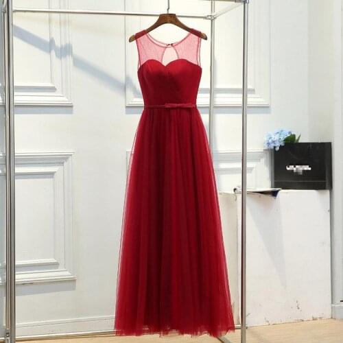 Evening Dresses Long 2021 New Simple O Neck Sleeveless Lace Up Plus Size Evening Gown Navy Blue And Wine Red Fashion Party Dress