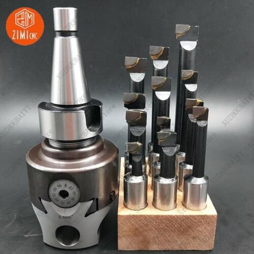 Inch 12pcs 3/4-12 boring bar + F1-3/4mm boring head + NT30-F1 alloy steel shank CNC tool set lathe tool set