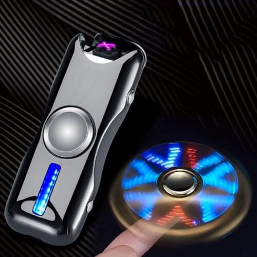 Finger Toy Fingertip Gyro Fidget Spinner Charging USB Lighter Lighting Three-leaf Gyro Gift Decompression Anti-stress Toy